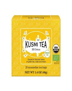 Kusmi Tea - Tea BB Detox Bio - Organic blend of Green Tea, Maté and Herbs with Grapefruit aroma - To enjoy Hot or Ice - Fine Sour Scents - Box of 20 bags