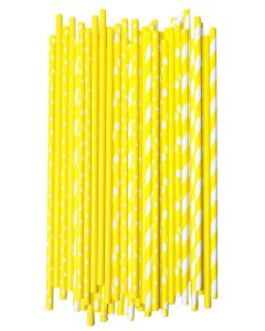 100 Pack Yellow Paper Straws, Disposable Yellow Paper Straws Degradable Drinking for Lemonade, Cocktails, Party Supplies, Daily Use, Birthday