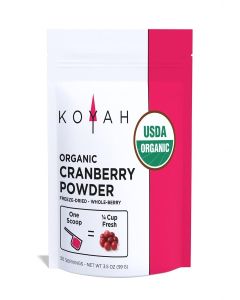 KOYAH Organic Cranberry Powder: 30 Servings (1 Scoop = 1/4 Cup Fresh) Freeze-Dried, Whole-Berry Powder, 100% Pure - No Additives