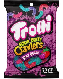 Trolli Sour Brite Crawlers Very Berry Gummy Worms, Sweet and Sour Candy, 7.2 oz