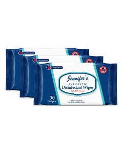 Jennifer's Antiseptic Disinfectant Wipes, 3 x 30s