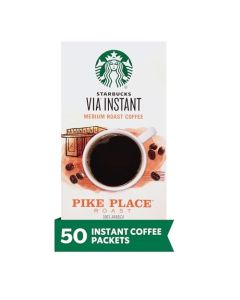 Starbucks VIA Instant Coffee Medium Roast Coffee Pike Place Roast 100 Arabica SingleServe 1 Box 50 Packets