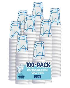 HOUZZKINGZ USA 3 oz Bathroom Cups – Mouthwash Cups / 100 Small Paper Cups – Bulk Disposable 3oz Mini Small Tiny Coffee Cups – Leak Free, Food Safe, Tightly Rolled Lip Paper Cup
