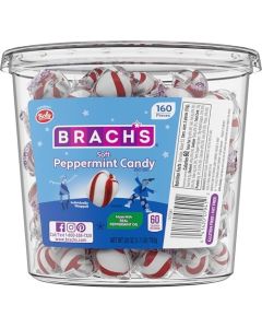 Brachs Bobs Sweet Stripes Soft Peppermint Candy 160 IndividuallyWrapped Pieces 28 Ounce Jar