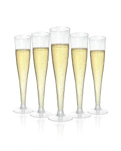 Bestluck 100 Pack Champagne Flutes Plastic, 4.5 oz Silver Glitter Plastic Disposable Stemware, Disposable Champagne Flutes for Party, Mimosa Bar, Wedding, Anniversary and Graduation