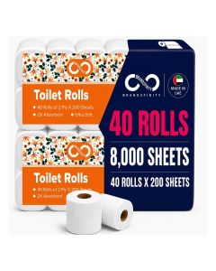 Brandsfinity 2 Ply Toilet Paper - 8000 Sheets, 40 Rolls