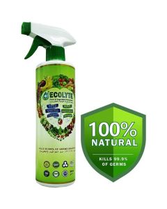 ECOLYTE+ Fruit & Vegetable Disinfectant, HOCL, Hypochlorous Acid Cleaner, Electrolyzed Water, 100% Natural, Veggie Wash, Food Cleaner, Kills 99.99% of Bacteria & Viruses, Non-Toxic (500 ml)