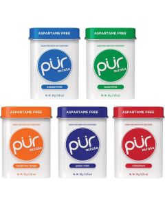 PUR Mints Variety Pack - Aspartame Free, Sugar Free, Vegan, Gluten Free & Keto Friendly - 30 Pieces Each of Peppermint, Spearmint, Tangerine Tango, Polar Mint, and Cinnamon