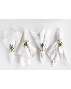 Solino Home Striped Linen Dinner Napkins Set of 4100 Pure Linen Natural and White Cloth Napkins 20 x 20 Inch for Summer French Stripe Handcrafted and Machine Washable