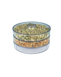 BluBasket Plastic Hygienic Sprout Maker with 3 Container Organic Home Making Fresh Sprouts Beans for Living Healthy Life Sprout Maker 3 Layer Bowl Clear