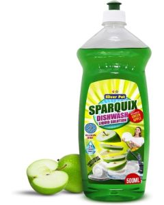 Silver Pot Green Apple Dishwashing Liquid (500 ml) – Ultra Concentrated Formula with Refreshing Green Apple Scent, Tough on Grease and Stains, Gentle on Hands