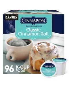 Cinnabon Classic Cinnamon Roll SingleServe Keurig KCup Pods Flavored Light Roast Coffee Pods 96 Count