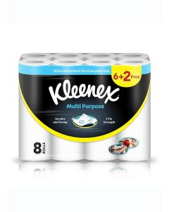Kleenex Multi Purpose Kitchen Tissue Paper Towel, 2 PLY, 8 Rolls x 40 Sheets, Absorbent Towels for all Surfaces