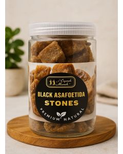 J J Crunch N Munch Pure Hing Black Stone Khada / Strong Asafoetida for Dal, Curry Tadka Kitchen Cooking / Bandhani Heeng, Kadak Heeng Tadka Natural Aromatic Spice Flavorful Dishes 200g Pack