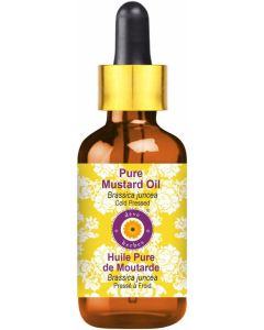 Deve Herbes Pure Mustard Oil Brassica juncea NonSticky NonGreasy For Skin Hair Massage DIY Use 50ml with Glass Dropper
