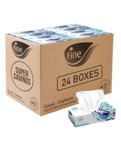 Fine® Classic Euphoria Facial Tissue 150 Sheets X 2 Ply, Bundle Of 24. Fine Variety Sterilized Tissues For Germ Protection
