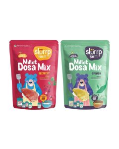 Slurrp Farm Millet Dosa Instant Mix, Supergrains Spinach And Beetroot, Natural And Healthy Food, 150g (Pack Of 2)