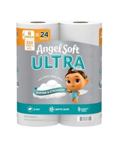 Angel Soft Ultra Toilet Paper 6 Mega Rolls 24 Regular Rolls 2 Ply Toilet Tissue