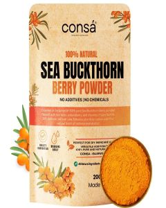 CONSA Organic Sea Buckthorn Berry Powder (200 Gram) - 100% Pure Sea Buckthorn Powder - Source of Various Vitamins & Minerals