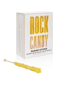 Yellow Rock Candy Sugar Sticks Banana Flavored 24 Individually Wrapped Yellow Candy Party Favors