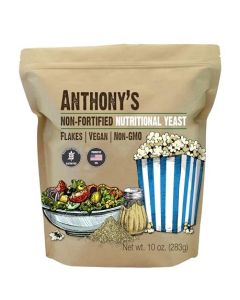 Anthonys Premium Nutritional Yeast Flakes 10 oz Non Fortified Batch Tested Gluten Free Non GMO