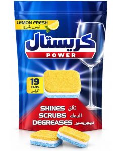 Dishwasher Tablets Lemon Fresh 19 Tabs – Powerful Dishwashing Detergent Tablets for Tough Stains, Grease, Coffee & Tea Marks – Rinse Aid Action for Sparkling Dishes, Glasses & Cutlery