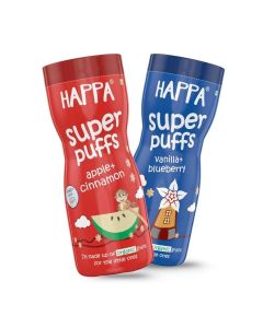 Vanilla Blueberry and Apple Cinnamom Baby Puffs , Melt in the Mouth Finger Food for Babies ,