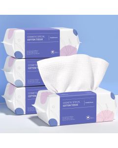PoeticEHome Extra Thick Face Towels Disposable Cotton Soft Dry Wipes Biodegradable for Facial Cleansing Makeup Remover 4 Pack