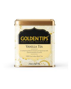 Golden Tips Premium Vanilla Black Tea, Loose Leaf, 100g Tin Pack