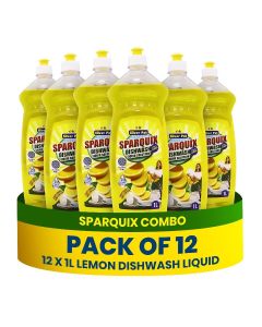 12 L Lemon Dish Washing Liquid - 12 Packs of 1L - Kitchen Dish Wash Gel - Tough on Oily & Grease - Gentle on Hands