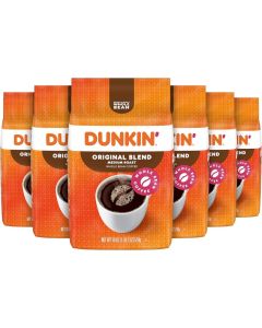 Dunkin' Original Blend Medium Roast Whole Bean Coffee - 18 Ounces (Pack of 6)