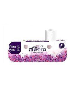 Metro Toilet Roll 400 Sheets Absorbent, Sterilized, Soft Toilet Paper, 2 Ply, Pack of 10 Rolls