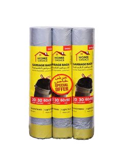 30 Gallons, Pack of 60-Pieces, Size 60*90 cm (20 Trash Bags X 3 Rolls), Drawstring Garbage Bags Rolls, Bio-Degradable, Bin Liners with Ribbon Neck Tie