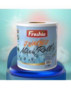 Freshia Premium Quality Jumbo Maxi Roll 2-Ply Tissue 3600 Gm, Pack of 6, 6000 Count