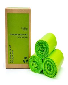 Greenland Biodegradable Diaper Pail Bags Compatible with Ubbi - Lemon Scented (75 Bags, 13 Gallons)