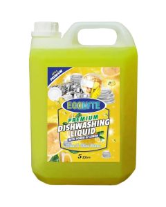 ECOLYTE+ Dishwashing Liquid Soap, Platinum Antibacterial Detergent & Perfect Shine, All Purpose Cleaner, Leaves No Residue, Kitchen Cleaner, Removes Grease & Oil - (Lemon, 5 Liter)