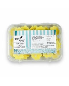 YATHAKATHA Cow Ghee Diya Batti 100 Vegan Pure Ghee Diyas Scented for Puja 25 Piece Wicks Wax Free Smoke Free 1 Hour Burning Time Sandalwood