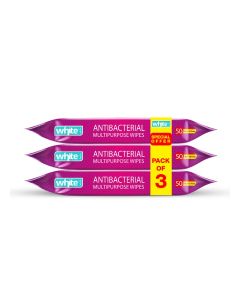 White Wet wipes Anti-Bacterial with Lavender&Vanilla 50 Pulls 3in1