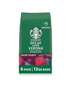 Starbucks Ground Coffee Dark Roast Hot or Iced Coffee Decaf Caff Verona Six 12 oz Bags