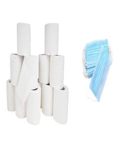 MDN Mist 2 Ply Toilet Tissue Paper Rolls with 10 face Mask Biodegradable Ultra Soft Septic Safe Clean Bath Tissue (160 Pulls Per Roll, Pack of 12 Roll)