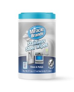 MiracleWipes for Stainless Steel Great for Kitchen and Appliances Including Oven Refrigerator Dishwasher Microwave Sink Hood Grill Removes Fingerprints and Smudges 60 Count