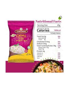 Opal Super Quality Long Grain Basmati Rice (1 Kg) – Gluten Free, Double Polished, 100% Natural