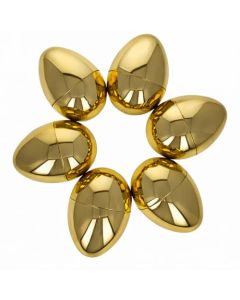 BestPysanky Set of 6 Large Size Very Shiny Golden Plastic Easter Eggs 4 Inches