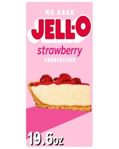 Jell-O No Bake Strawberry Cheesecake Dessert Kit with Strawberry Topping, Filling Mix and Crust Mix, 19.6 oz Box