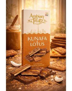 Kunafa & Lotus Premium Chocolate – Gourmet Fusion of Dessert & Crunchy Nuts – 100g