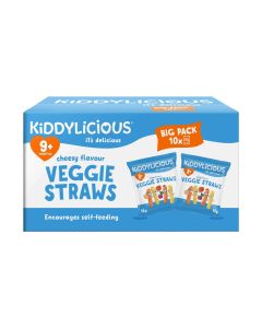 Kiddylicious Cheesy Veggie Straws, 120g (10x12g) / Delicious Finger Food Kids Snack / Gluten Free / Suitable for 9+ Months
