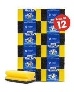 Kitchen Sponge & Scourer – Pack of 12, 13cm Dual-Purpose Cleaning Sponges for Pots, Pans, Kitchen Utensils, and Delicate Surfaces