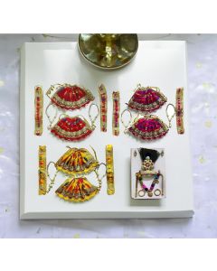 BITONA 6 Piece Bhagwan Poshak Lehnga patka Set with 6 Mala and 1 laddu Gopal mukut Accessory Set Multicolor for idol no 1 or 2