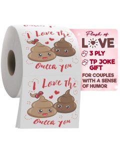 Romantic Toilet Paper Roll by Gagster 3 Ply Funny Novelty Gag TP 200 Sheets Per Roll For Birthday Valentines Day and Anniversary Gag Gift Printed on Every Sheet I Love the Stuffing Outta You