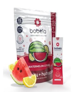 Bobelo Self-Carbonating Hydration Packets - Watermelon Citrus Flavor (15ct) / Low Calorie Electrolyte Drink Mix / Keto Friendly, Sugar Free Water Enhancer / Soda Sparkling Water Alternative